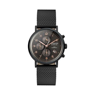 Men's chronograph watch with black Milanese strap